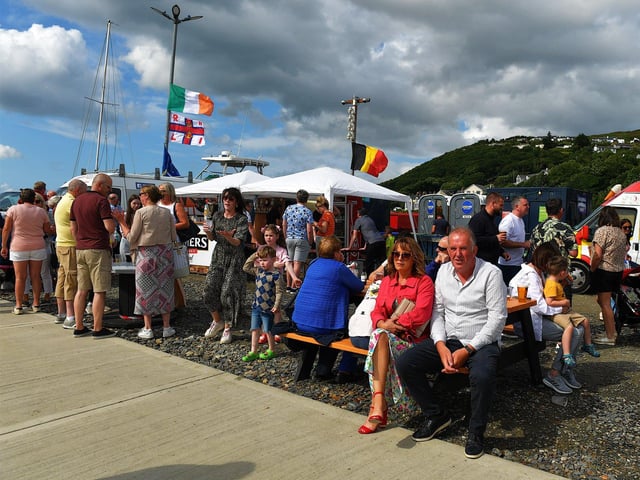 Some of the large attendance at the blessing of the boats and family fun day at the Fahan Marina on Sunday afternoon. Photo: George Sweeney. DER2326GS - 20