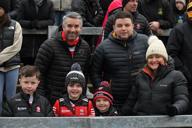 Fans in Celtic Park for the Derry v Tyrone game on Sunday. Photo: George Sweeney