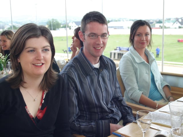 People enjoying a day out at the greyhound races in Lifford, County Donegal 20 years ago back in June 2004.
