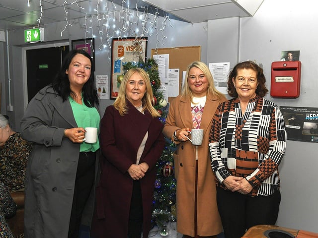 Colr. Emma McGinley, Ciara Ferguson MLA, Colr. Sandra Duffy and Colr. Patricia Logue attended the Depaul Foyle Haven Coffee Morning on Friday morning. The event was held to raise awareness of Depaul’s Home for Christmas campaign and Homeless Awareness Week. Photo: George Sweeney