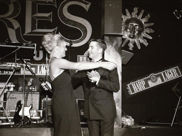 The finalists of the 1995 Miss Derry competition pictured at the final in Squires Nightclub.