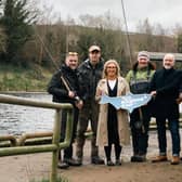 Launching the 2024 North West Angling are Kelsie Geddis, Angling and Fisheries Improvement Manager at Loughs Agency, Cllr Barney Harte, Chair of Council’s Business and Culture Committee, Stevie Munn, Irish Fly Fair, Fintan Carlin, Irish Junior Captain, Glenda Powell, Blackwater Lodge, Brendan Winters, Event Organiser, and Jarlath Winters, River Mourne Fishery.