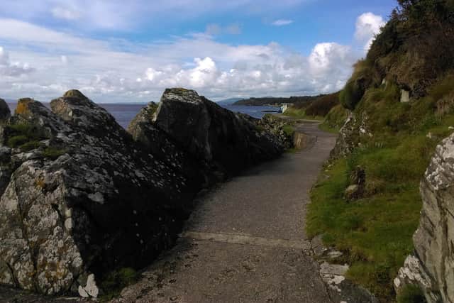 The Moville shore path.