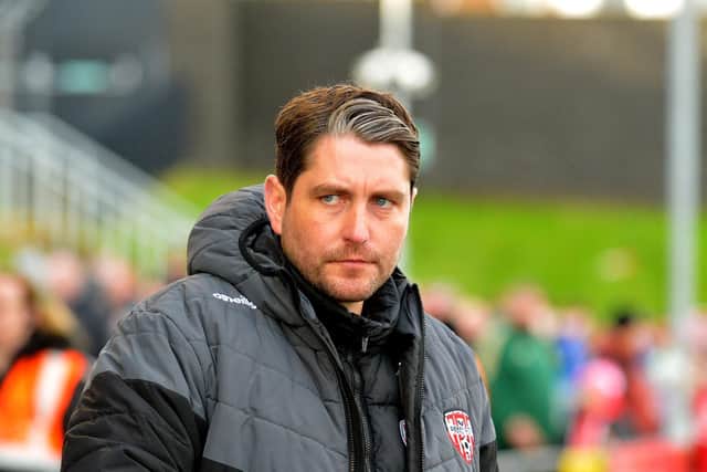 Derry City manager Ruaidhri Higgins. Photograph: George Sweeney. DER2219GS – 017
