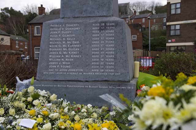 The Bloody Sunday monument in Rossville Street