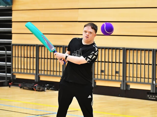 Action from the Cricket Blitz, organised by the North West Cricket Union, held in the Foyle arena on Monday afternoon. Photograph: George Sweeney