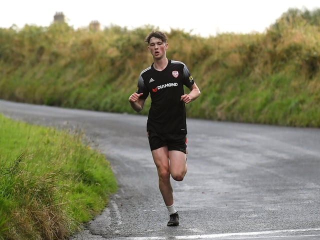 Ronan Quigley at the Doire Trasna 5K along Corrody Road last week. Photo: George Sweeney