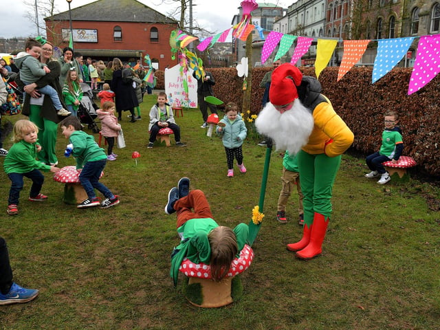 Fun for families in the Peace Garden on St Patrick’s Day. Photo: George Sweeney. DER2311GS – 45