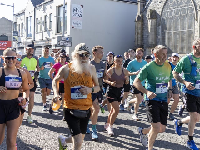 Runners pictured at the start of the Strabane Lifford Half Marathon on Sunday.