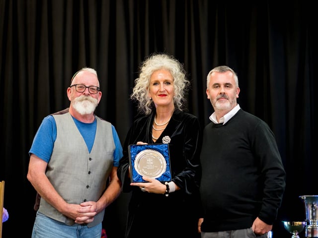 Mr Charlie McDaid and Mr Rory McParland (Greater Shantallow Area Partnership) presented with the Thornhill in the Community Award by Ms S. Mallett (Principal)