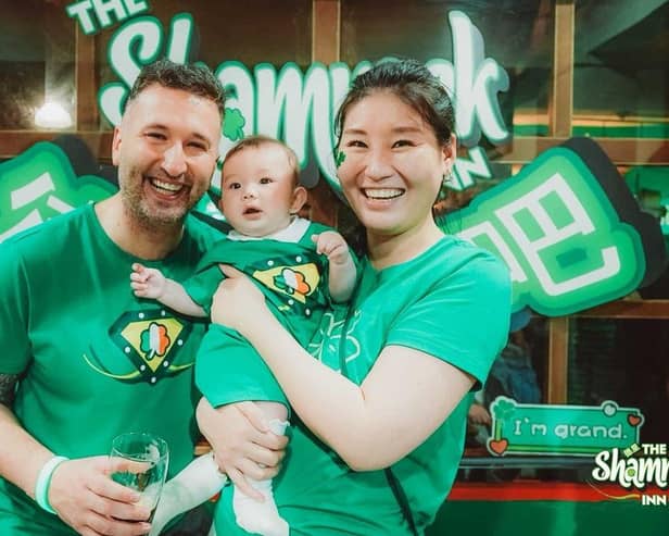Connor Doherty with his wife Tiffany and young son Lorcan Hugh.