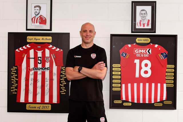 Derry City Technical Director Mark McChrystal pictured in the Brandywell Stadium. Photograph: George Sweeney