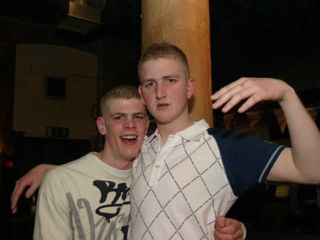 Having fun at Derry parties in 2004. Pat McCloskey & Ryan Gallagher