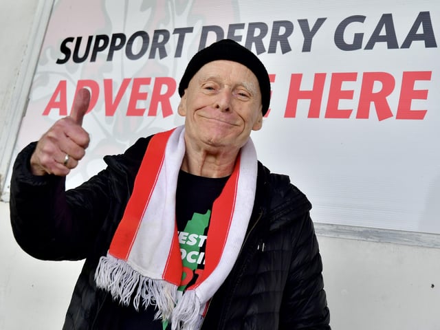 Long-time Derry City supporter Eamonn McCann pictured at the final match at Celtic Park on Friday night.