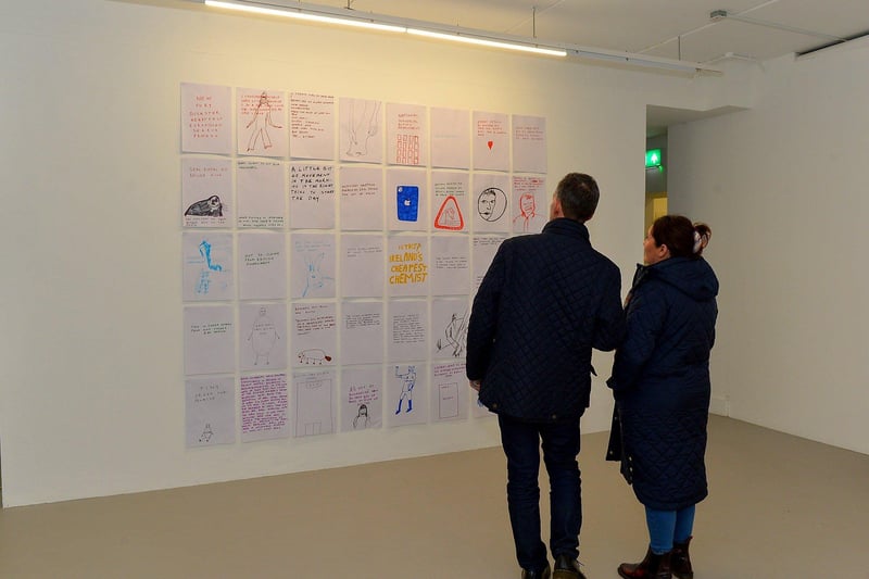 Visitors pictured at the Centre for Contemporary Art’s ‘Urgencies’ Exhibition which runs until 18th March next. Photo: George Sweeney. DER2304GS – 26