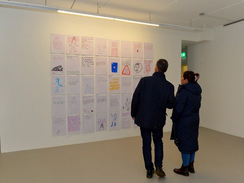 Visitors pictured at the Centre for Contemporary Art’s ‘Urgencies’ Exhibition which runs until 18th March next. Photo: George Sweeney. DER2304GS – 26