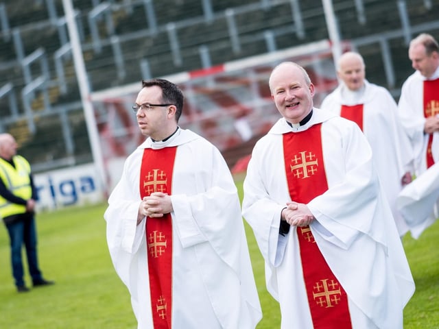 Participants at the Derry Diocese Fan The Flame annual Mass 2025 in Celtic Park.