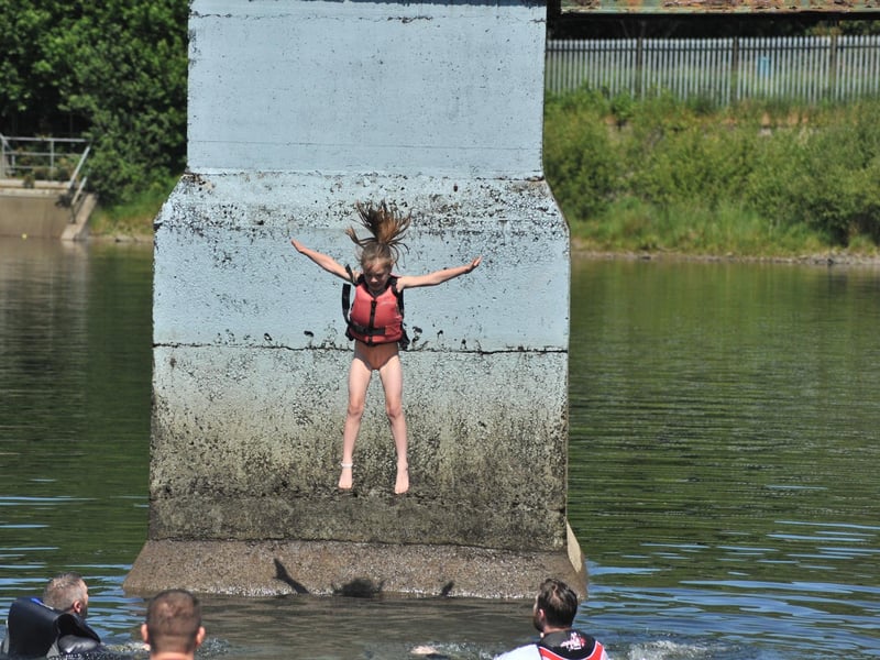 Six-years-old Autumn braves the jump