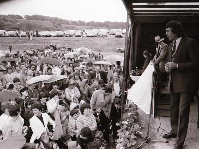 Pat Jennings at Culdaff's new pitch.