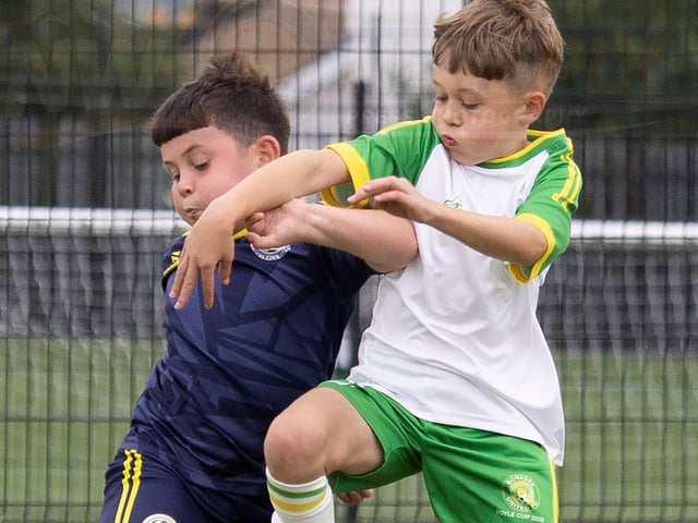 Foyle Cup action from the Bonagee Utd u9 v Sion Swifts u9 group game. (Photos: Joe Boland)