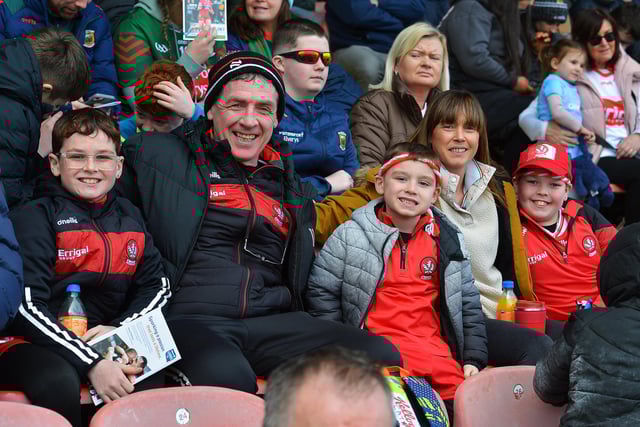 Fans in Celtic Park on Sunday afternoon for Derry's National football League game against Mayo. Photo: George Sweeney