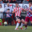 Michael Duffy holds off his man during the first half against Drogheda United. Photograph by Kevin Moore.