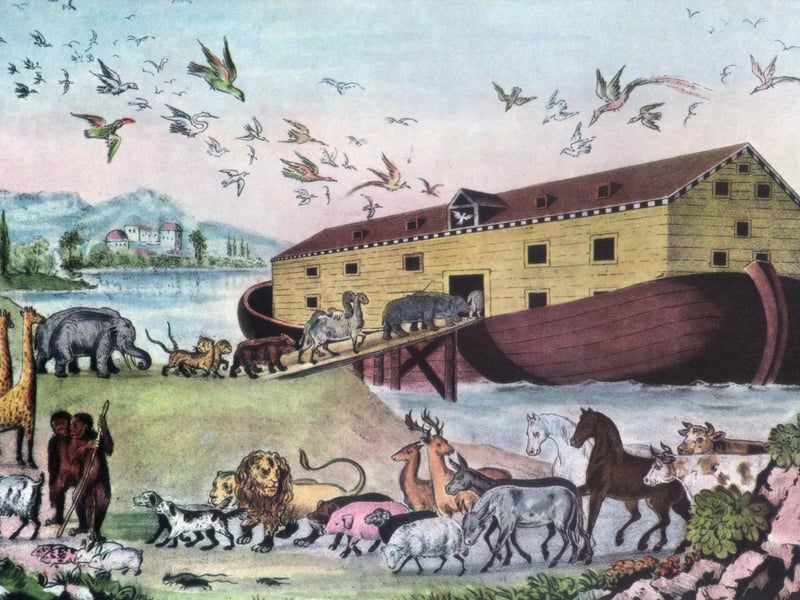 A very ancient name of Hebrew origin, Noah plays a significant role in the Old Testament and may mean 'rest'. Image shows 'Noah's Ark', 19th century. (Photo by The Print Collector/Print Collector/Getty Images)