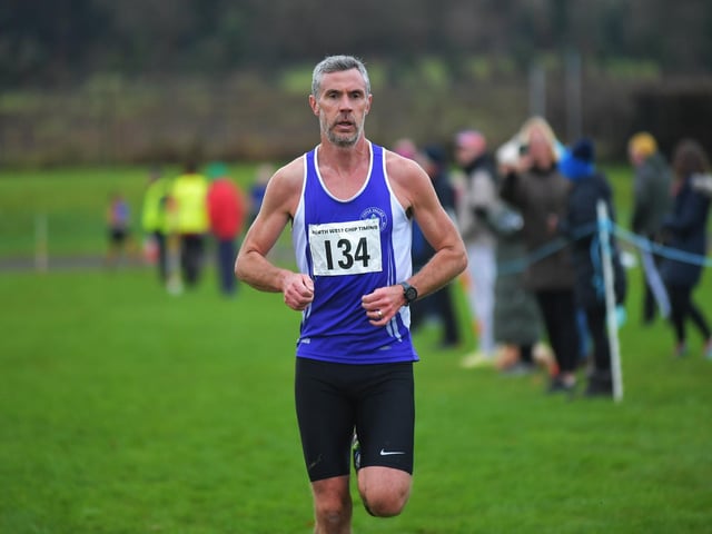 Foyle Valley’s Chris McGuinness finished fourth in the Spartans open cross country 6k race at Thornhill College on Saturday. Photo: George Sweeney