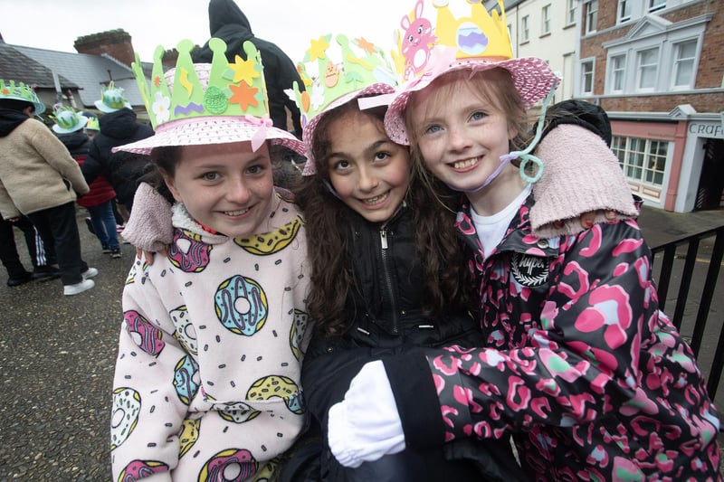 Pupils from St. Eugene's PS show off their Easter bonnets on Wednesday.