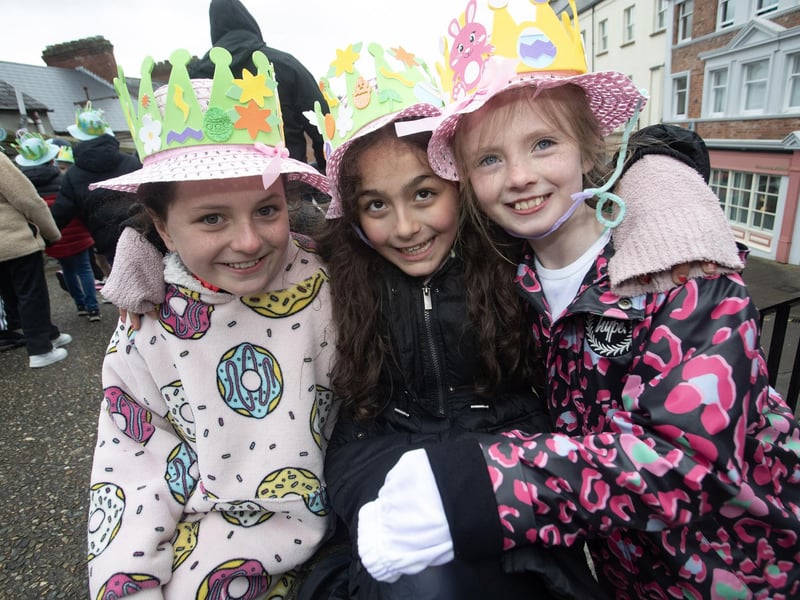 Pupils from St. Eugene's PS show off their Easter bonnets on Wednesday.