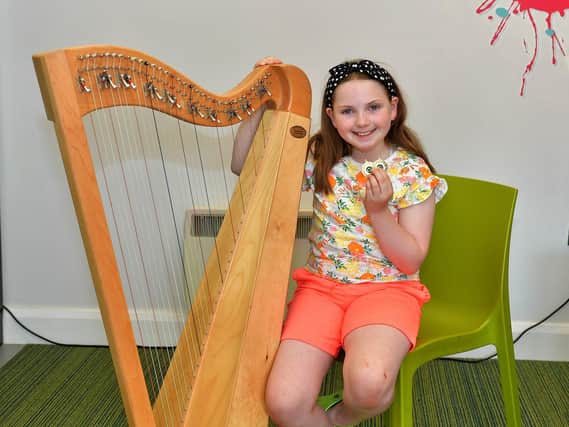 Aoibhe Nic Lochlainn, CCE Baile na gCallieach, was awarded first place in both U12 Harp Dance Tunes and Harp Slow Airs at the recent Fleadh Dhoire 2023 held in Dungiven . CCE Baile na gCallieach will represent County Doire in July at the Fleadh Uladh in Dromore, County Tyrone. Photo: George Sweeney. DER2324GS – 59