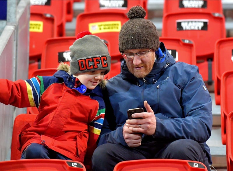 Fans waiting for Derry City’s game against Cork City to kick-off. Photo: George Sweeney. DER2308GS – 133