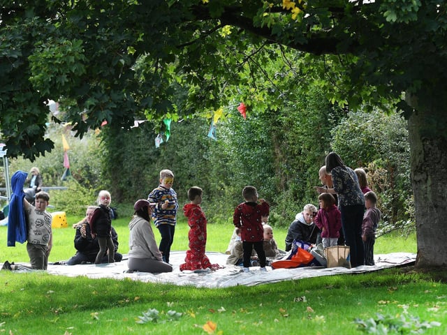 Children taking part in one of the many workshops during Saturday's 'Waterside Shared Space Mini Festival held at Woodburn Urban Park. (Photos: Jim McCafferty Photography/Keith Moore) : .