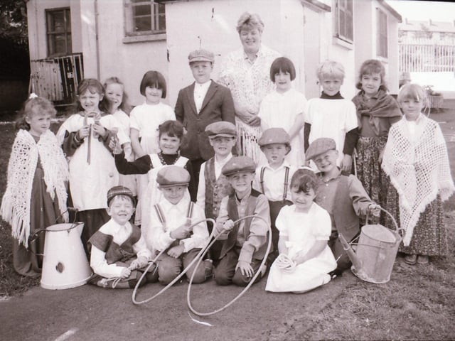 Pupils at Groarty Primary School step back in time.