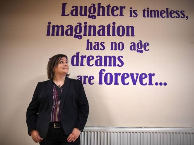 GLASGOW, SCOTLAND - MARCH 14:  Strictly Come Dancing Star, Susan Calman joined line dancers at The Senior Centre Castlemilk project on March 14, 2018 in Glasgow, Scotland. The comedian was launching the National Lottery Awards 2018, the annual search to find the UK's favourite Lottery funded projects.  (Photo by Jeff J Mitchell/Getty Images)