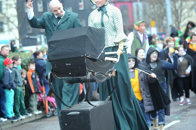 One of the more elaborate floats at the St Patrick's Day parade in Derry. (1803SL61)