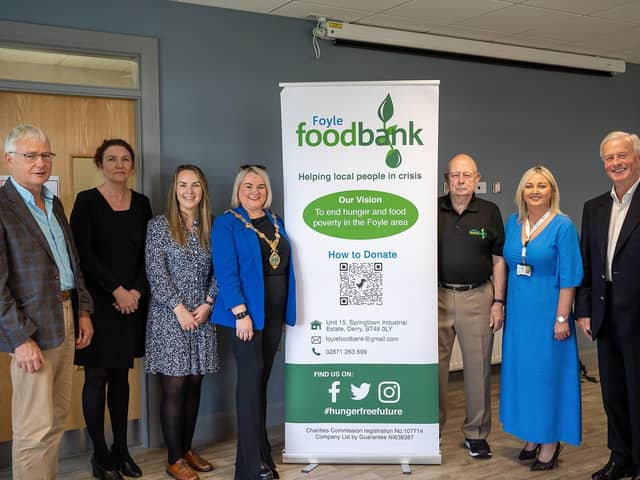 Mayor of Derry & Strabane Sandra Duffy with representatives from Foyle Foodbank and the Trussell Trust with invited guests at the AGM.