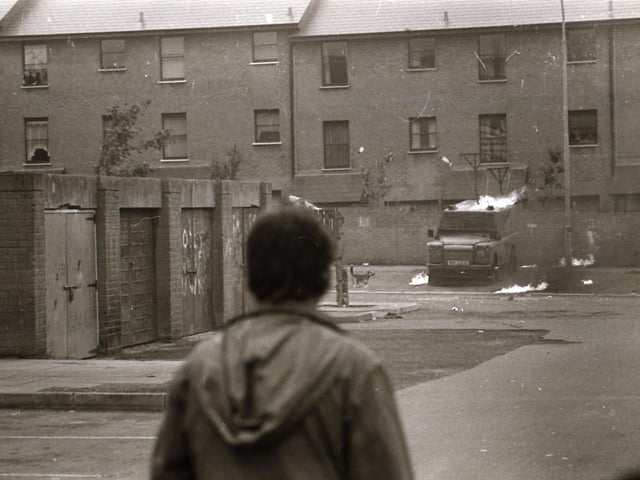 Scenes from the Bogside during rioting on August 12.