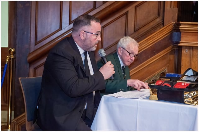 Ulster President Kevin Duffy overseeing the proceedings at the night of international boxing at Derry's Guildhall