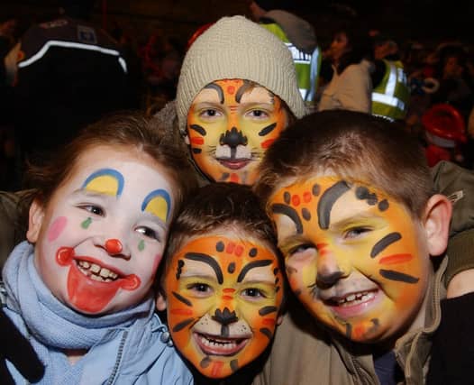 The McCourt cousins from Westalnd Street and Bracken Park. Clockwise from front are Shaun, Eimear, Ruairi and James. (1911C35) : Christmas Lights Switch on, from November 2004 in the Guildhall Square.