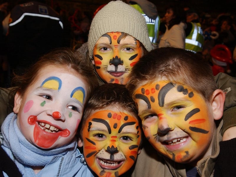 The McCourt cousins from Westalnd Street and Bracken Park. Clockwise from front are Shaun, Eimear, Ruairi and James. (1911C35) : Christmas Lights Switch on, from November 2004 in the Guildhall Square.