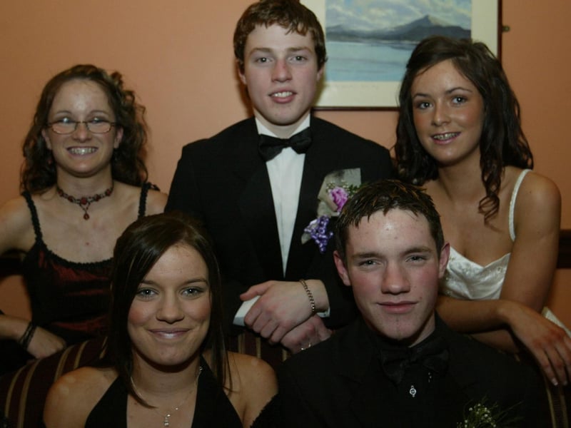 Aunt Rita Marie and uncle Gerard Doherty (seated) with nieces Denise and Laura and nephew Shaun when they all attended Scoil Mhuire formal in the Inishowen Gateway Hotel. (1301JB29)
