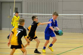 Rosemount in action against Glendermott in the Boys' Indoor City Football Championships played in the Foyle Arena. Photo: George Sweeney. DER2306GS  18