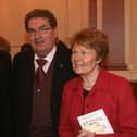 Peacemakers: John Hume and his wife Pat, with retired Bishop of Derry Most Rev. Dr. Edward Daly on the latter's Golden Jubilee as a priest during a Gala concert in St.Columb’s Hall. LS11-545MT.