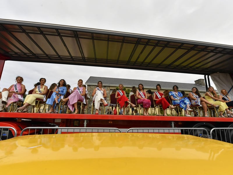 Some of the Festival Queen finalists pictured at the Clonmany Festival Parade on Sunday afternoon. Photo: George Sweeney