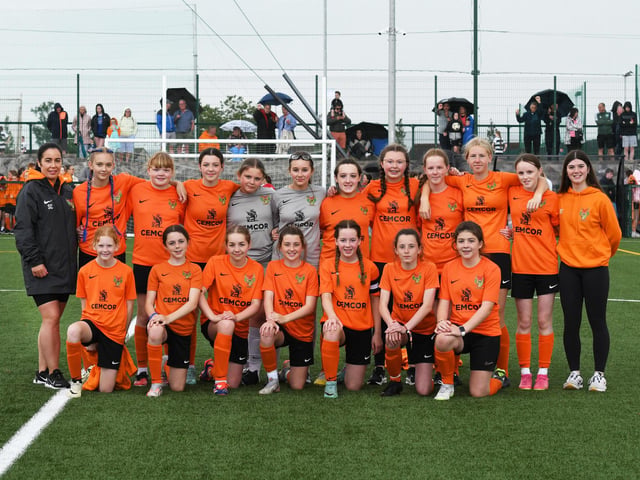 The Mid Ulster Ladies Under-13's team at the Shared Village Centre.