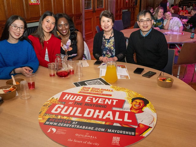 The Mayor Councillor Lilian Seenoi-Barr has once again hosted an Our Guildhall Our Space event for younger and older people in April with entertainment from In Your Space Circus School, Black Paddy, Richie Remo and DJ Tyree Patton. Picture Martin McKeown. 12.04.25 : Pictured are guests at the Mayor's penultimate Our Guildhall, Our Space in Derry.