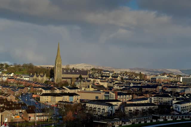 St Eugene’s Cathedral with the  snow-capped Scalp mountains in the background.  (file picture) DER2102GS - 017