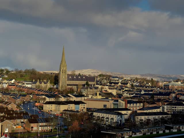 St Eugene’s Cathedral with the  snow-capped Scalp mountains in the background.  (file picture) DER2102GS - 017