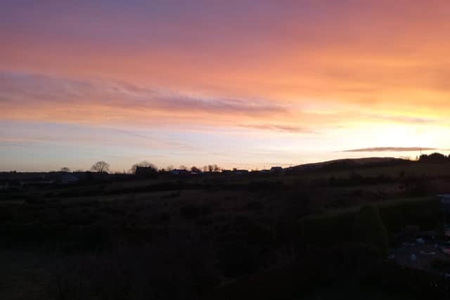 Red sky in the morning over Carndonagh, Donegal. Photo: Brendan McDaid.
